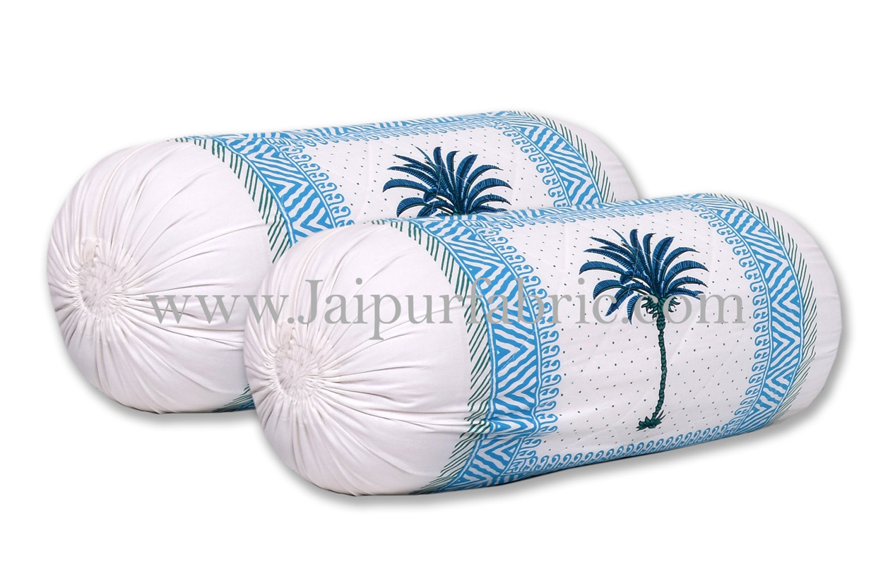 Sky blue palm polka mercerised cotton diwan set