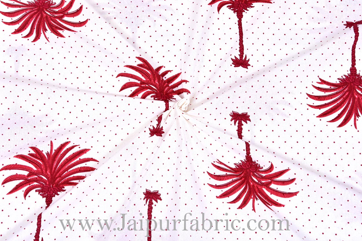 Dark pink palm polka mercerised cotton diwan set