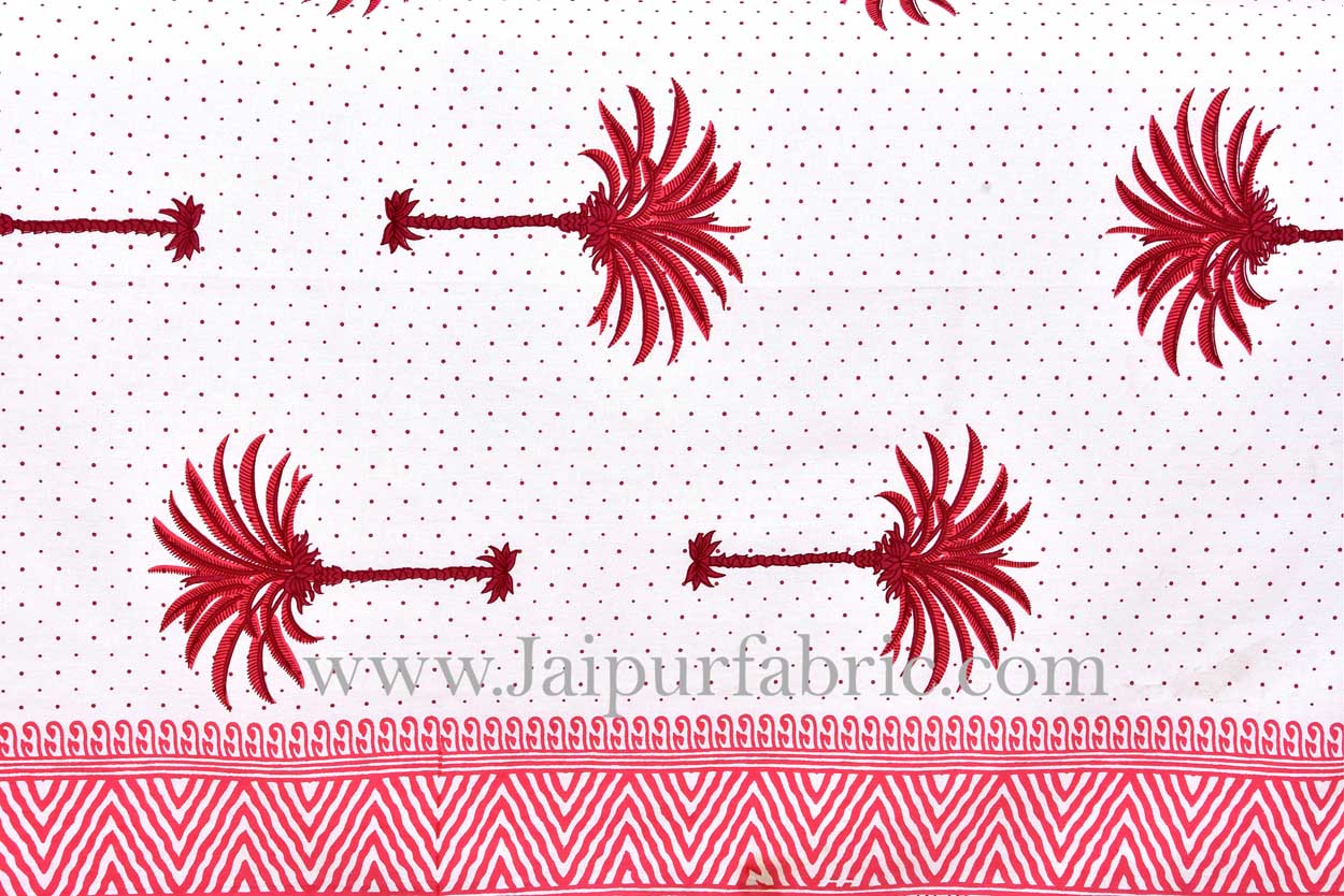 Dark pink palm polka mercerised cotton diwan set