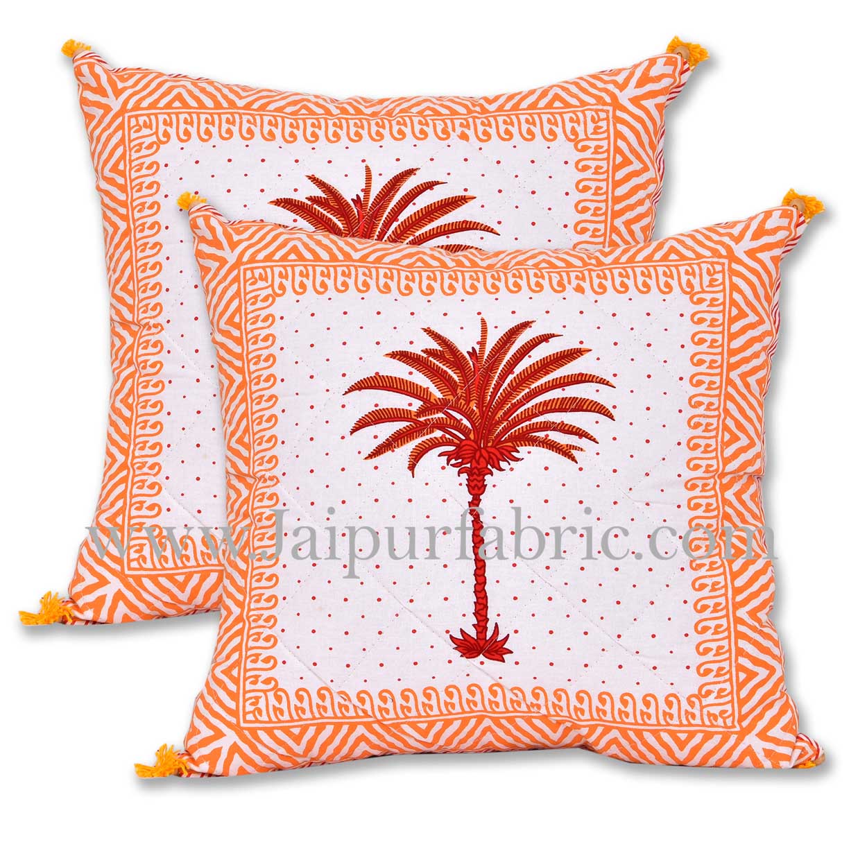 Orange palm polka mercerised cotton diwan set