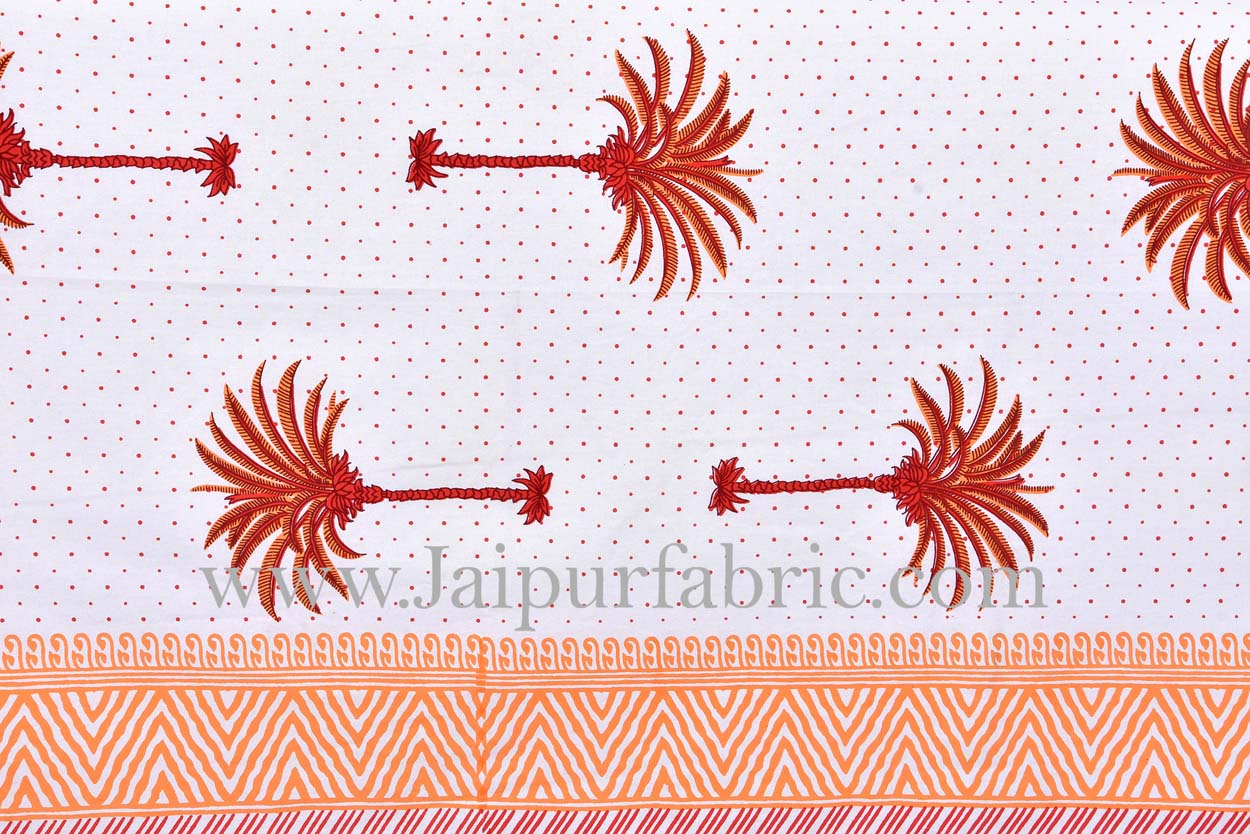 Orange palm polka mercerised cotton diwan set