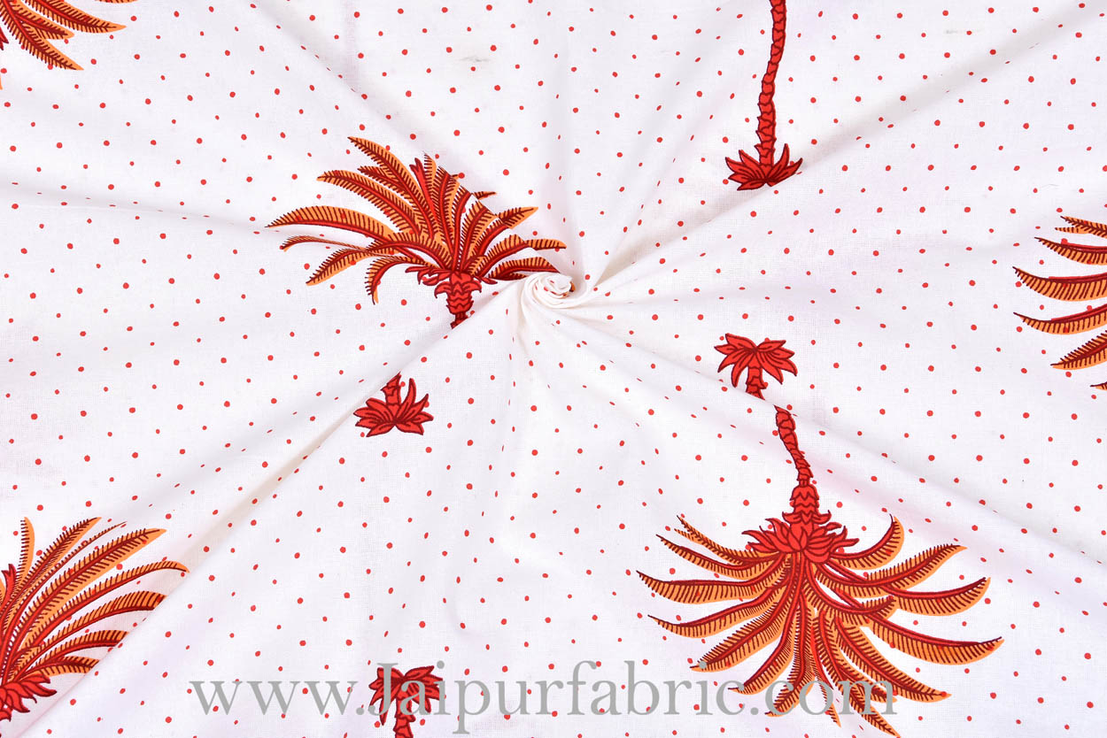 Orange palm polka mercerised cotton diwan set