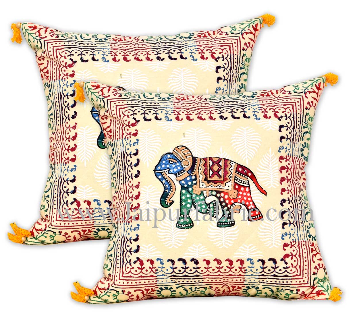 Satrangi elephants in sparkling sand diwan set