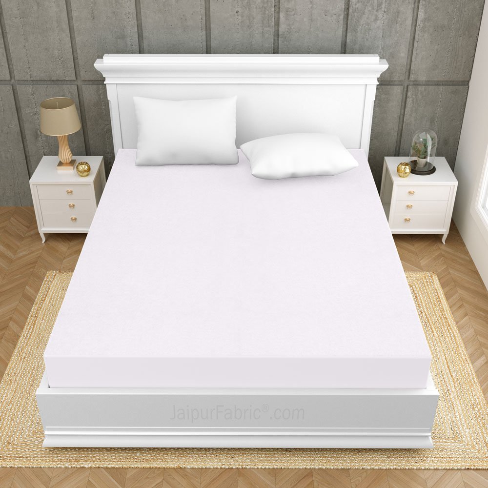 Heavy Quality White Terry Cotton Waterproof and Elastic Fitted Through Out Double Mattress Protector