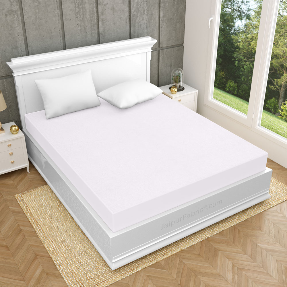 Heavy Quality White Terry Cotton Waterproof and Elastic Fitted Through Out Double Mattress Protector