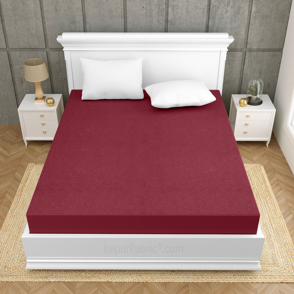 Heavy Quality Red Terry Cotton Waterproof and Elastic Fitted Through Out Double Mattress Protector