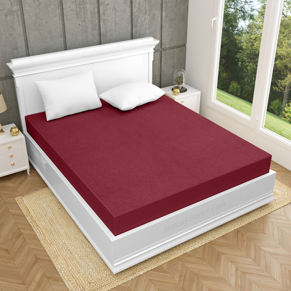 Heavy Quality Red Terry Cotton Waterproof and Elastic Fitted Through Out Double Mattress Protector