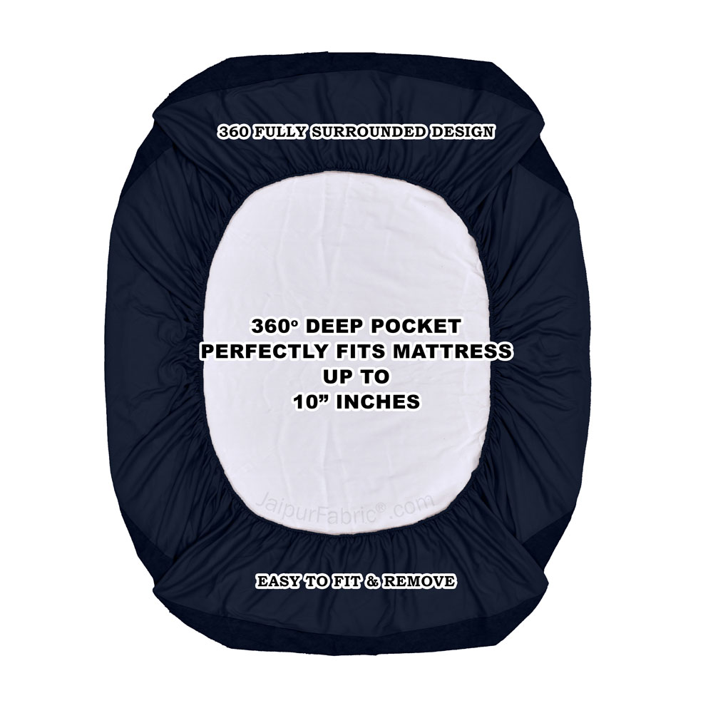 Heavy Quality Navy Blue Terry Cotton Waterproof and Elastic Fitted Through Out Double Mattress Protector