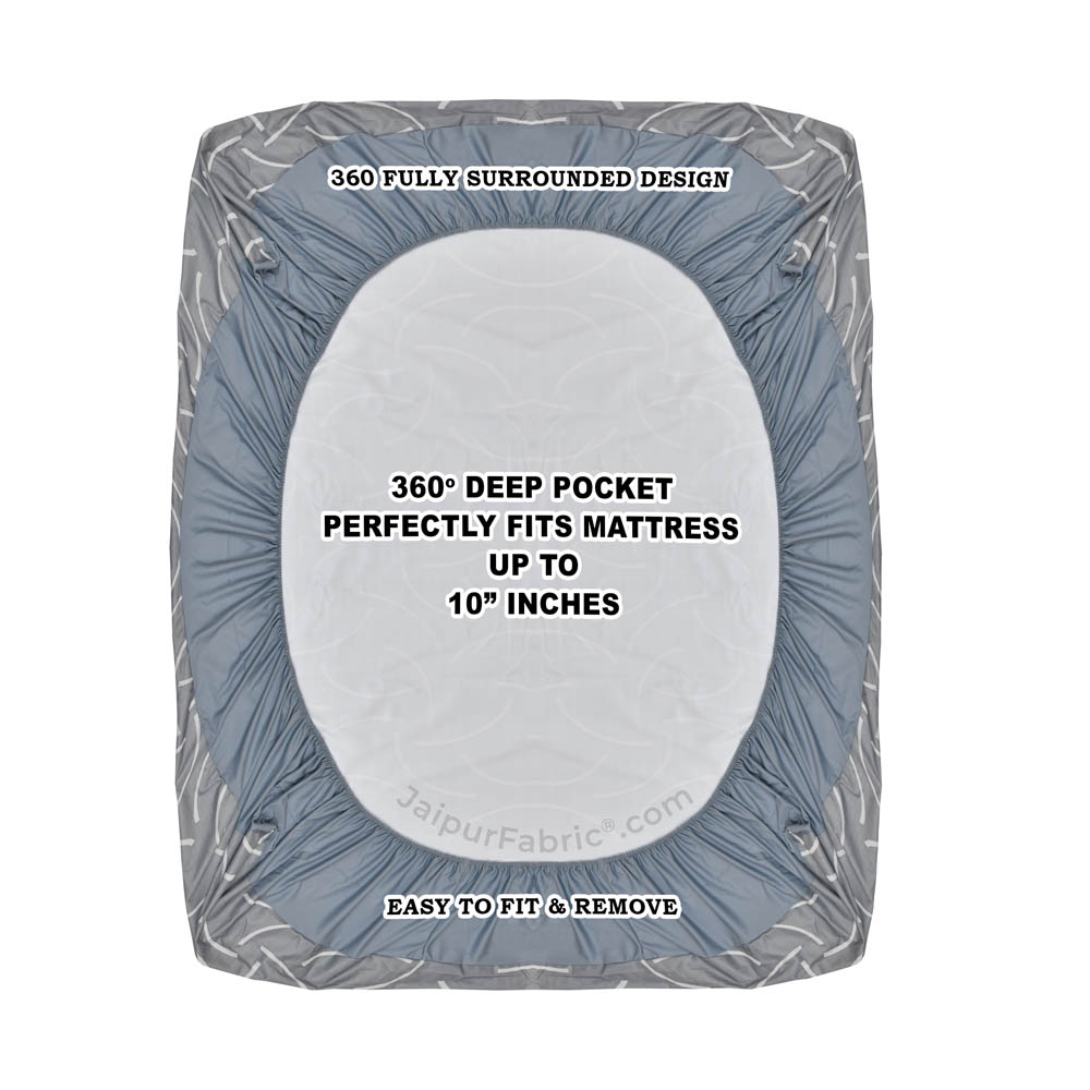 Grey Printed Water Proof Fitted Mattress Protector