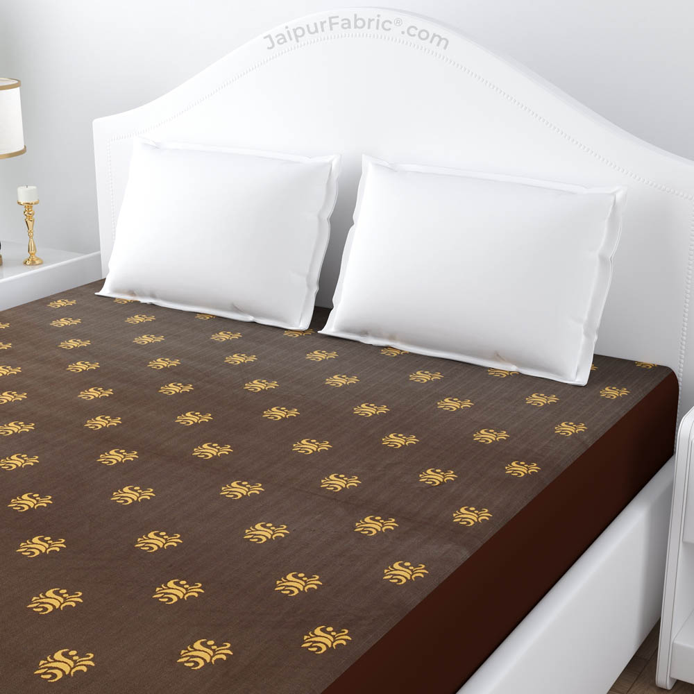 Brown Printed Water Proof Fitted Mattress Protector