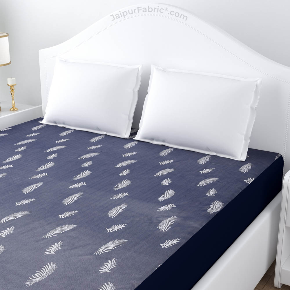 Blue Printed Water Proof Fitted Mattress Protector