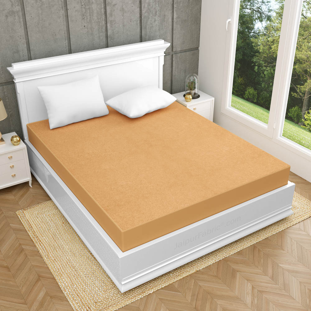 Heavy Quality Musturd Terry Cotton Waterproof and Elastic Fitted Water Resistant Ultra Soft Double Mattress Cover