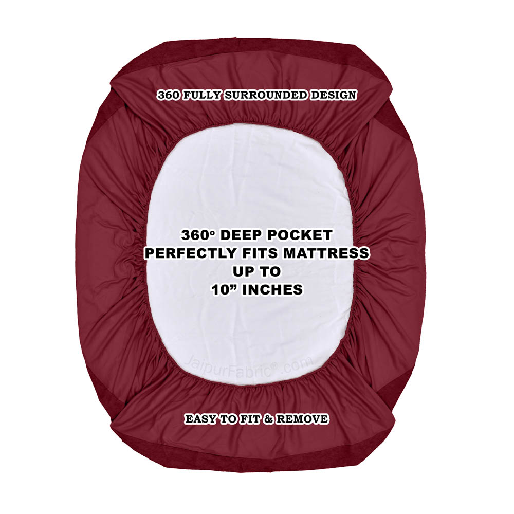 Heavy Quality Maroon Terry Cotton Waterproof and Elastic Fitted Water Resistant Ultra Soft Double Mattress Cover