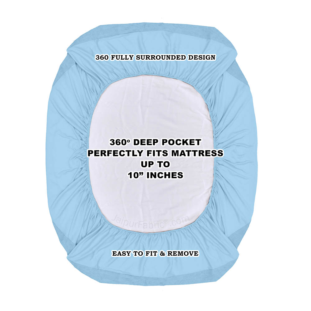 Heavy Quality Blue Terry Cotton Waterproof and Elastic Fitted Water Resistant Ultra Soft Double Mattress Cover