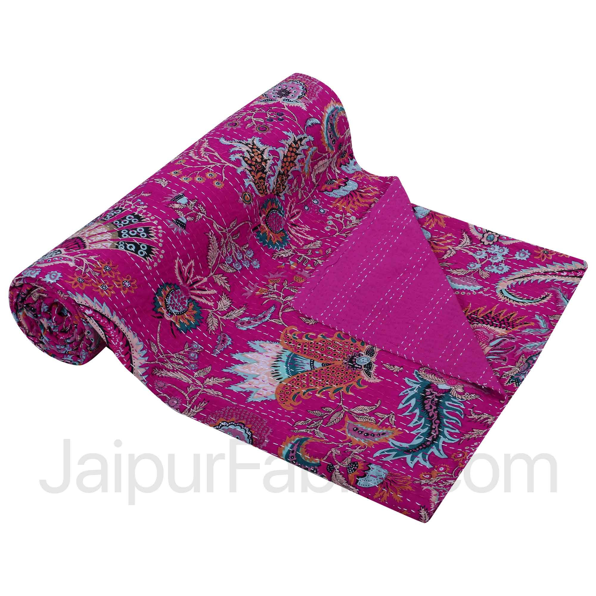 Red Cotton Gudri Katha Work Dohar Comforter