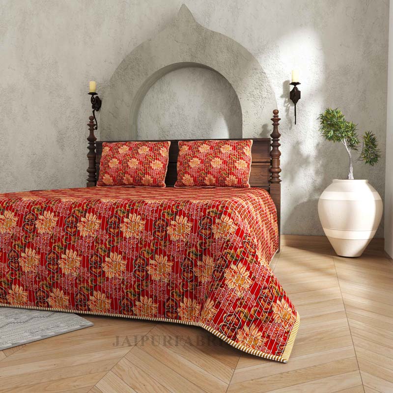 Tyahoor Ki Bahaar Pure Cotton Reversible Quilted Bedcover with Pillowcases