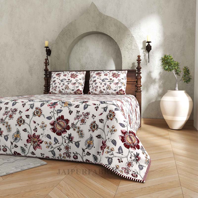 Weaved in Nature Pure Cotton Reversible Quilted Bedcover with Pillowcases