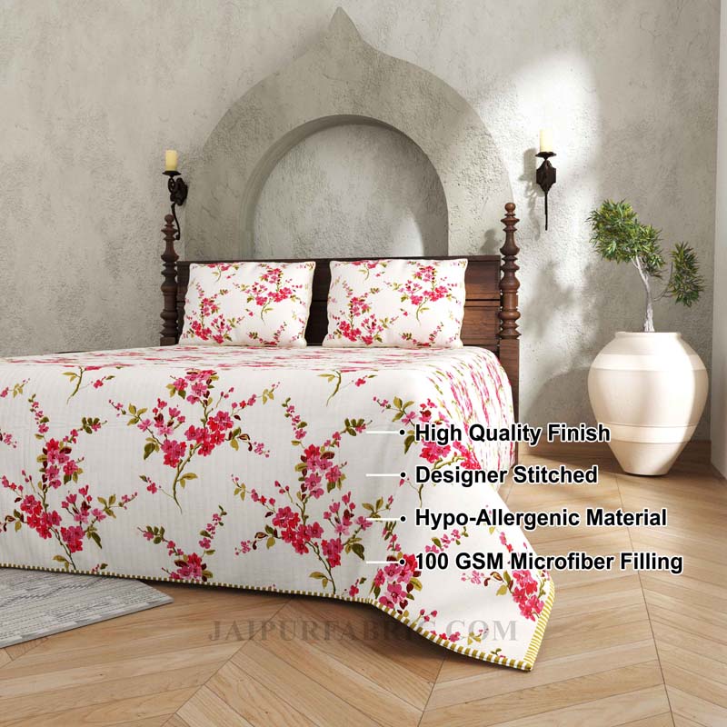 An Essential Décor Pure Cotton Reversible Quilted Bedcover with Pillowcases