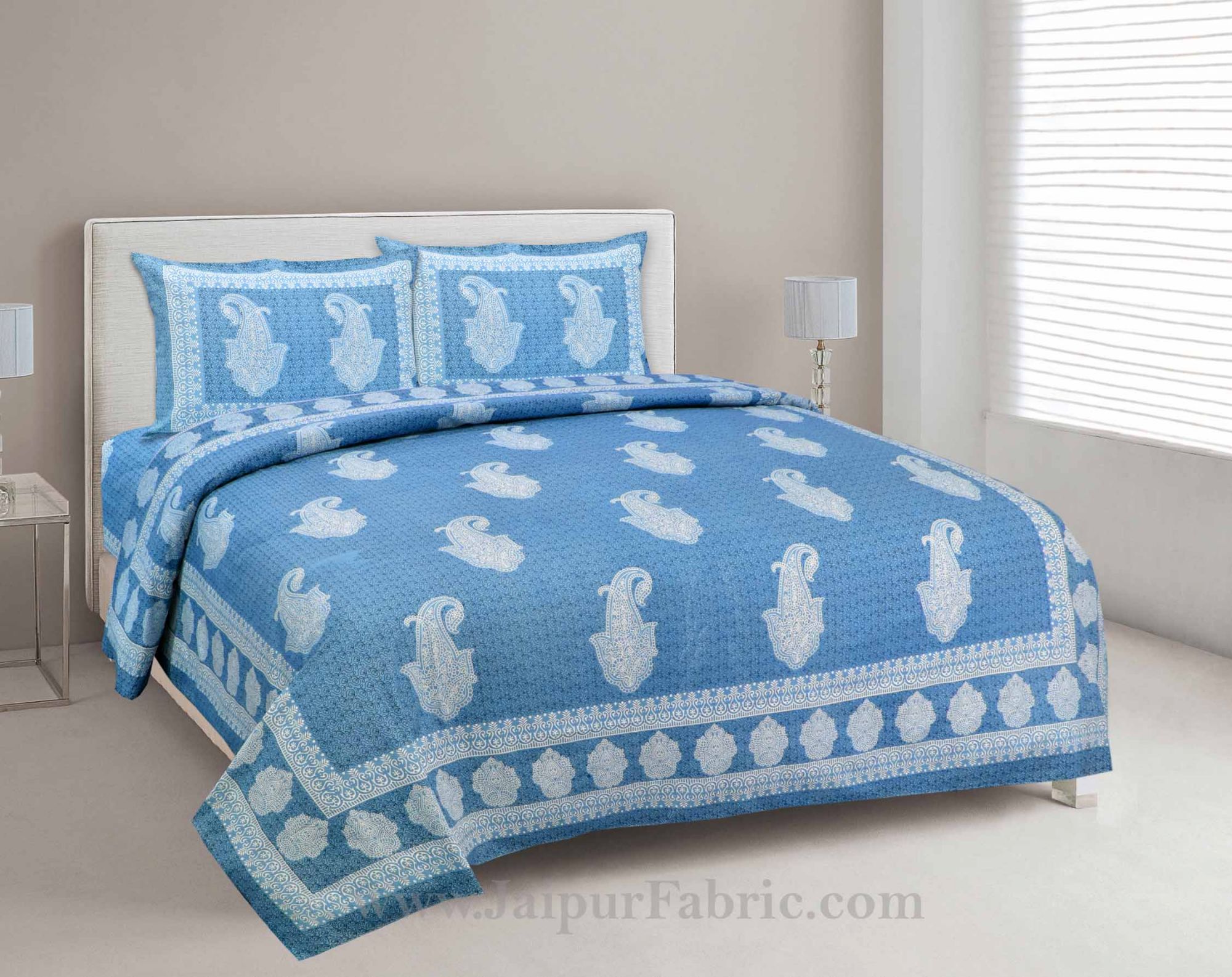 Peerless Paisley On Sky Blue Bedsheet