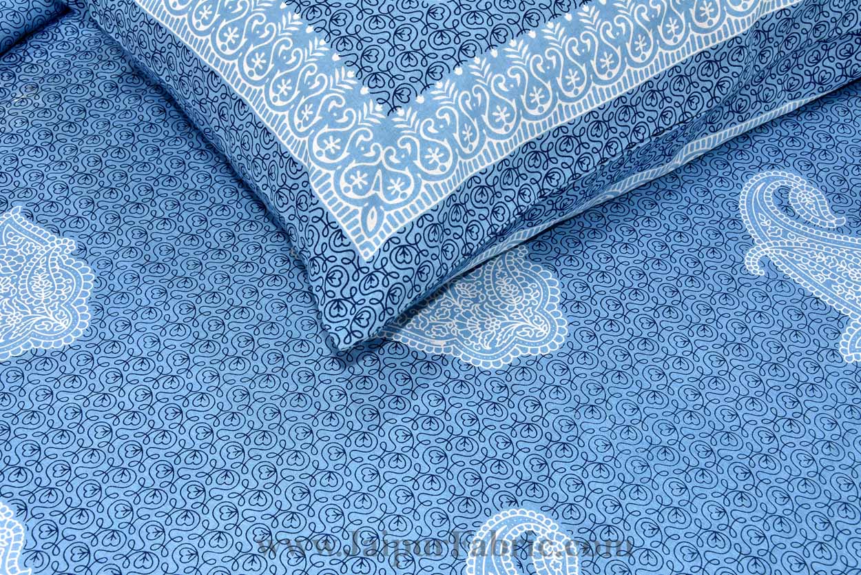 Peerless Paisley On Sky Blue Bedsheet