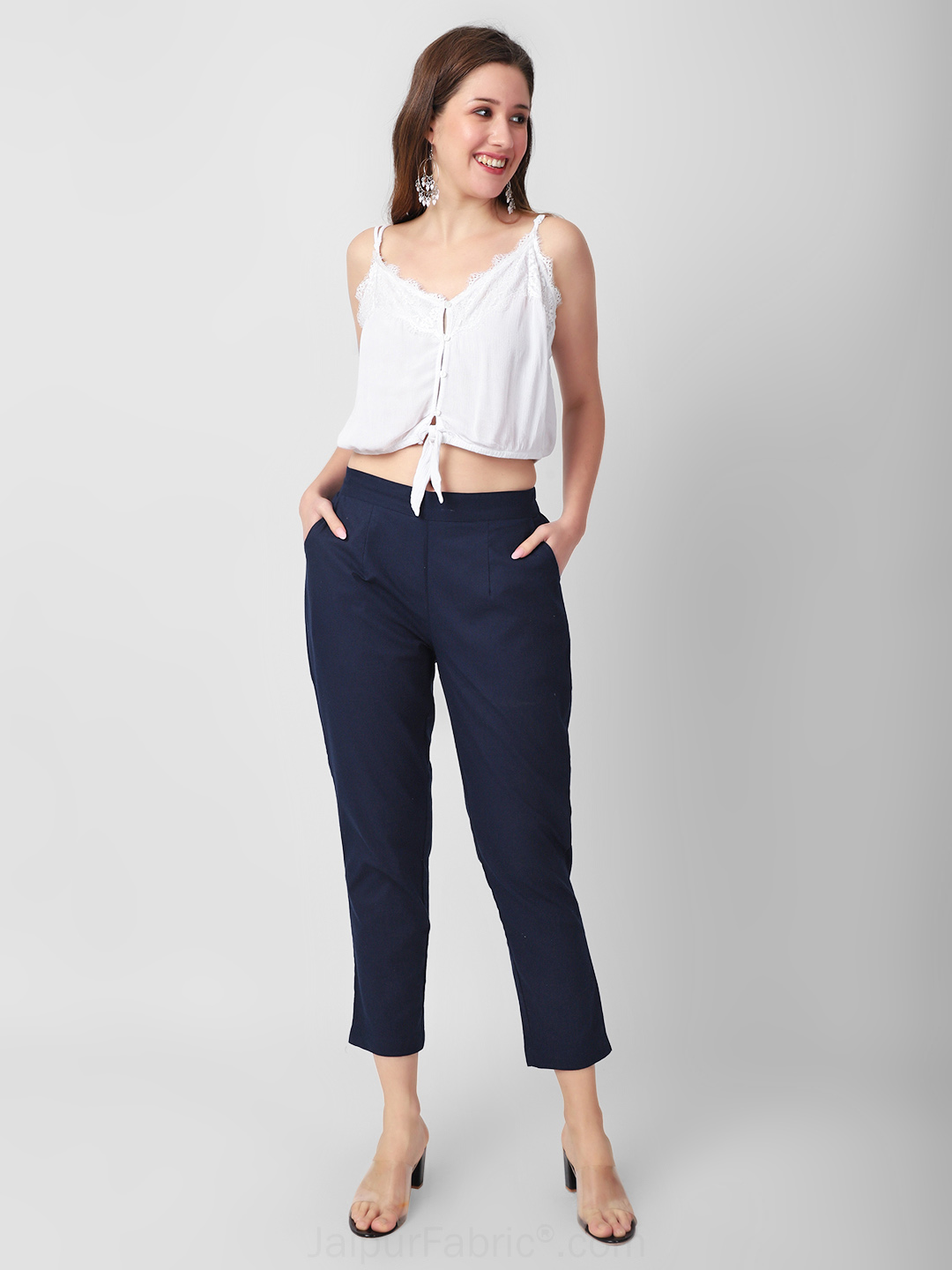 Navy Blue Women Cotton Pants casual and semi formal daily trousers