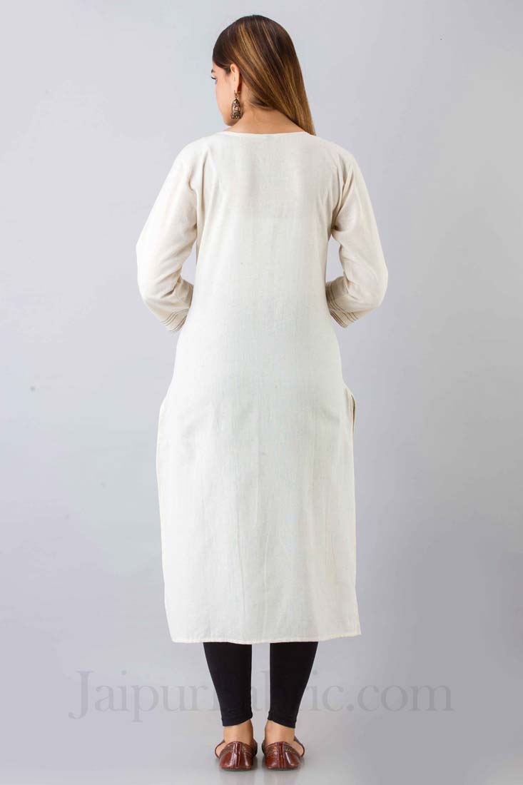 Women White Cotton Kurti