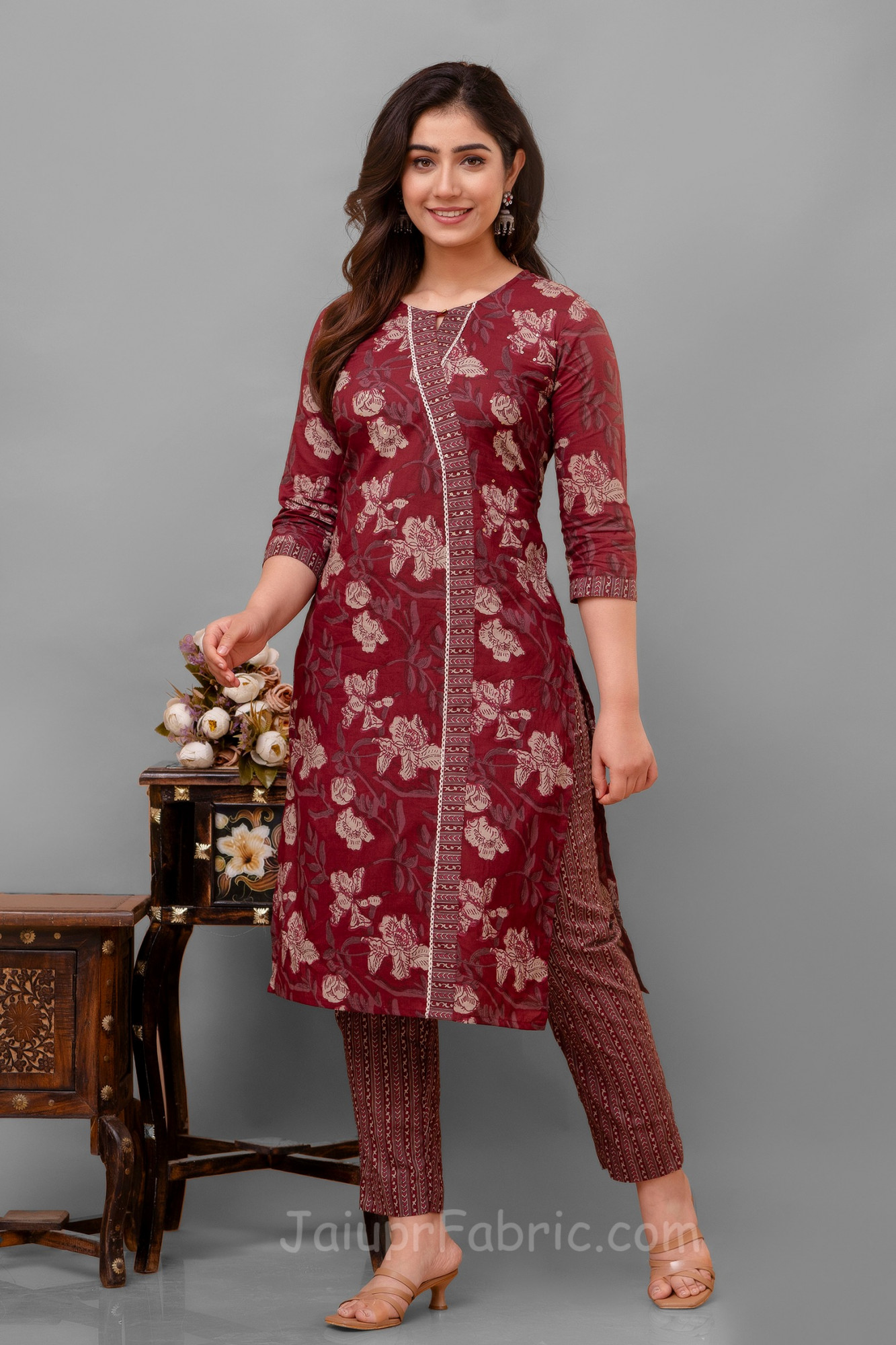 Maroon Kurti 3 pcs set