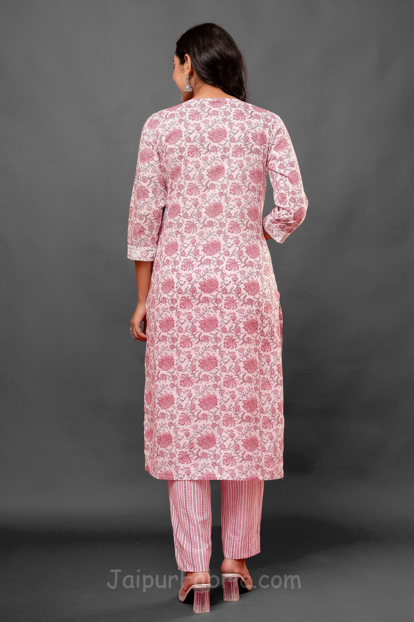 Pink Floral Kurti 3 pcs Set