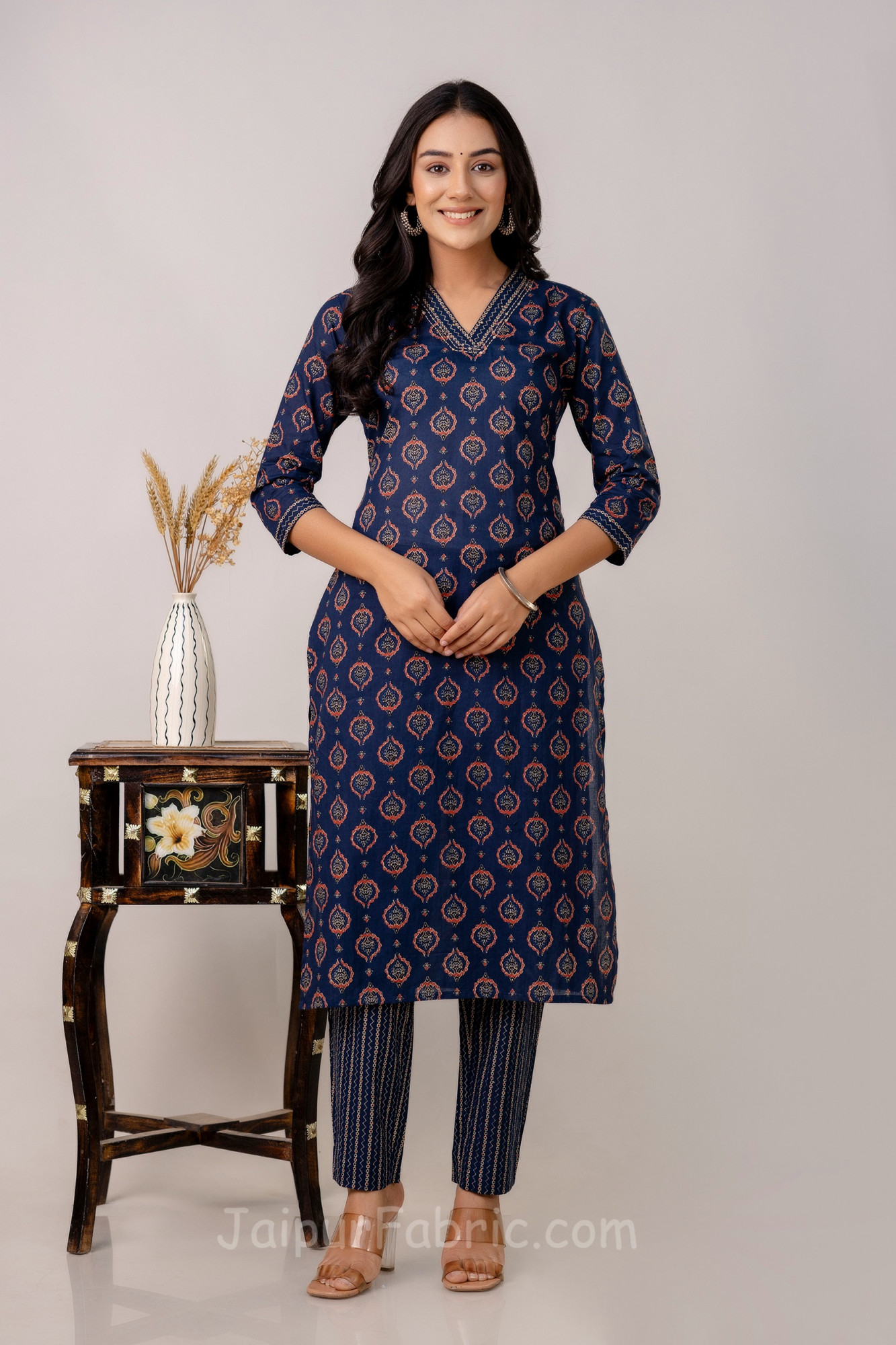 Navy Blue 3 pcs kurti set