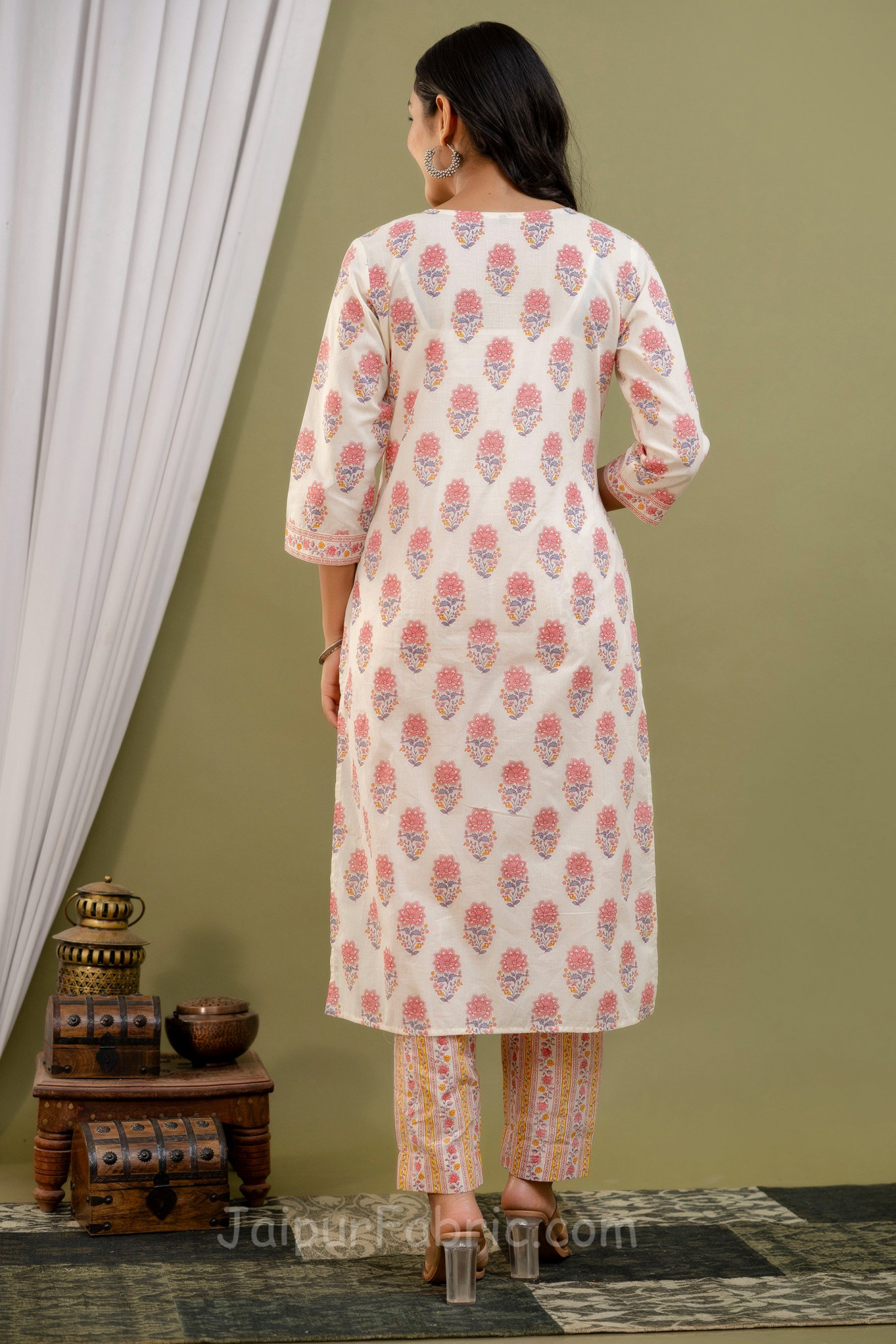 Pink Boota Print 3 pcs kurti set