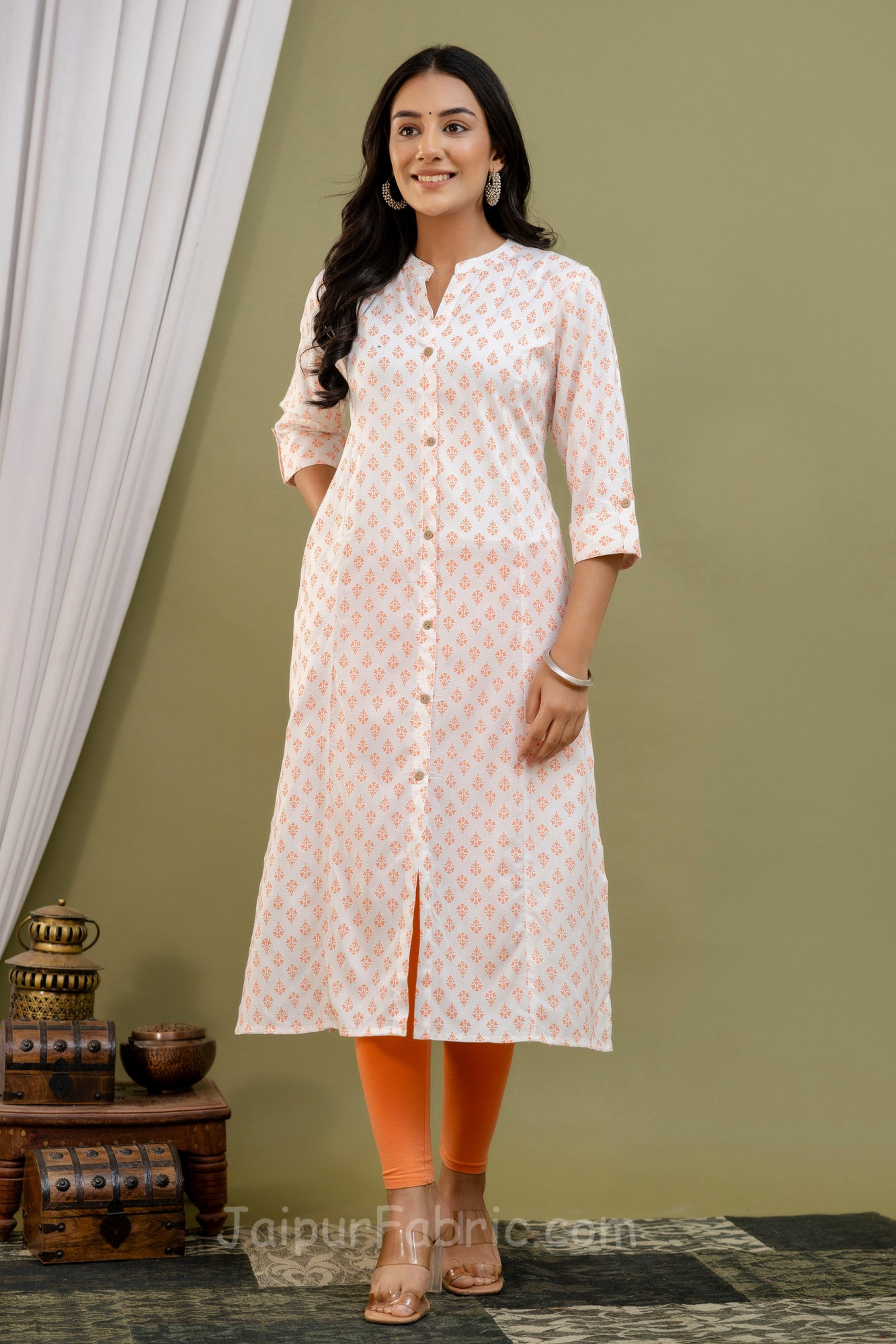 A line White Kurti