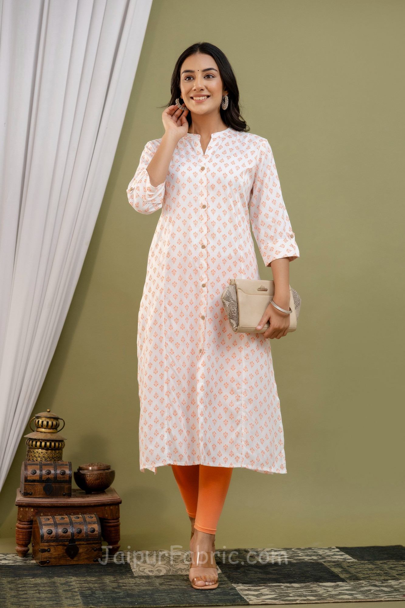 A line White Kurti