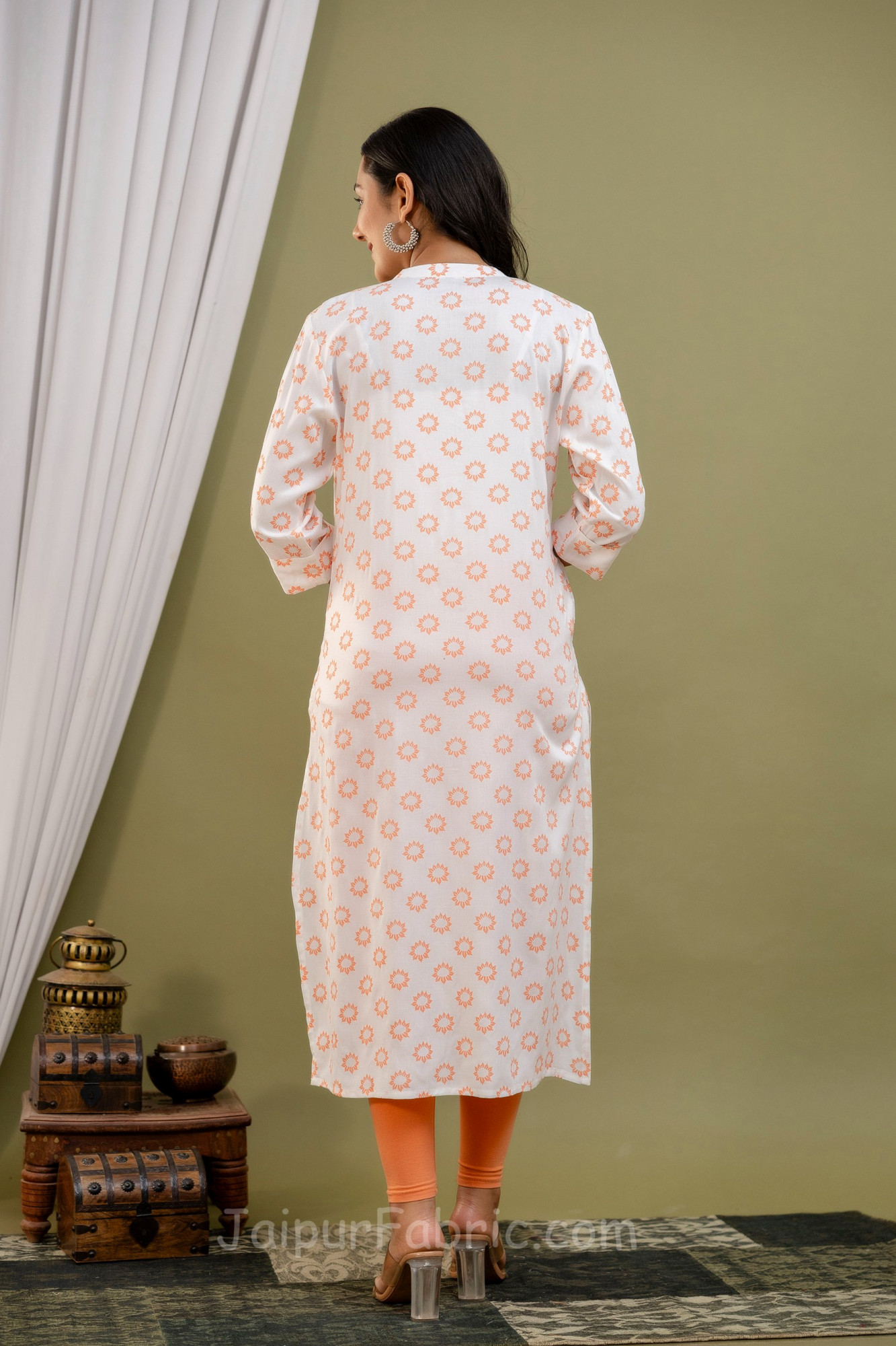 Jaipur Fabric® A line White Kurti