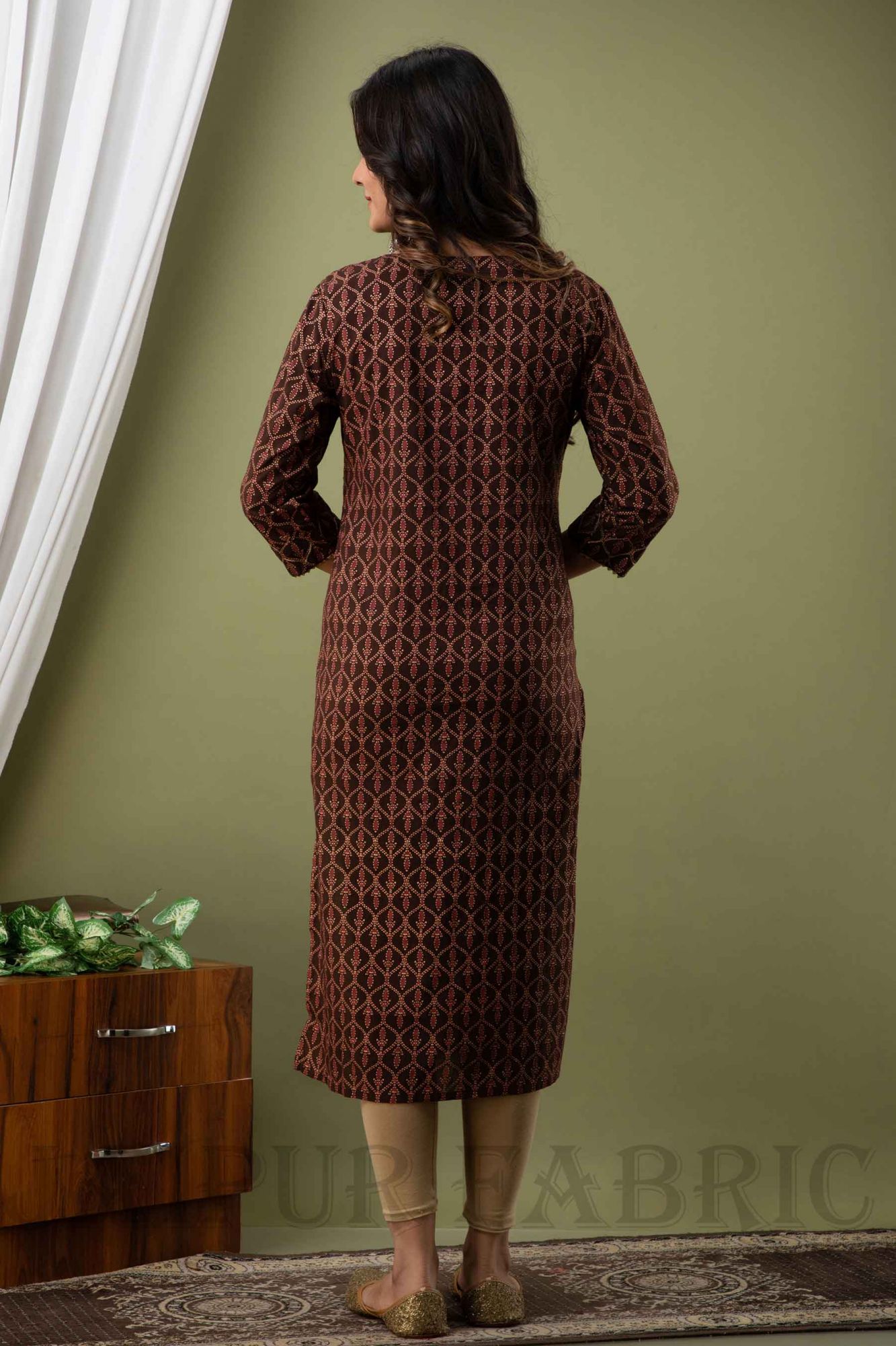 Women Cotton Brown Kurti