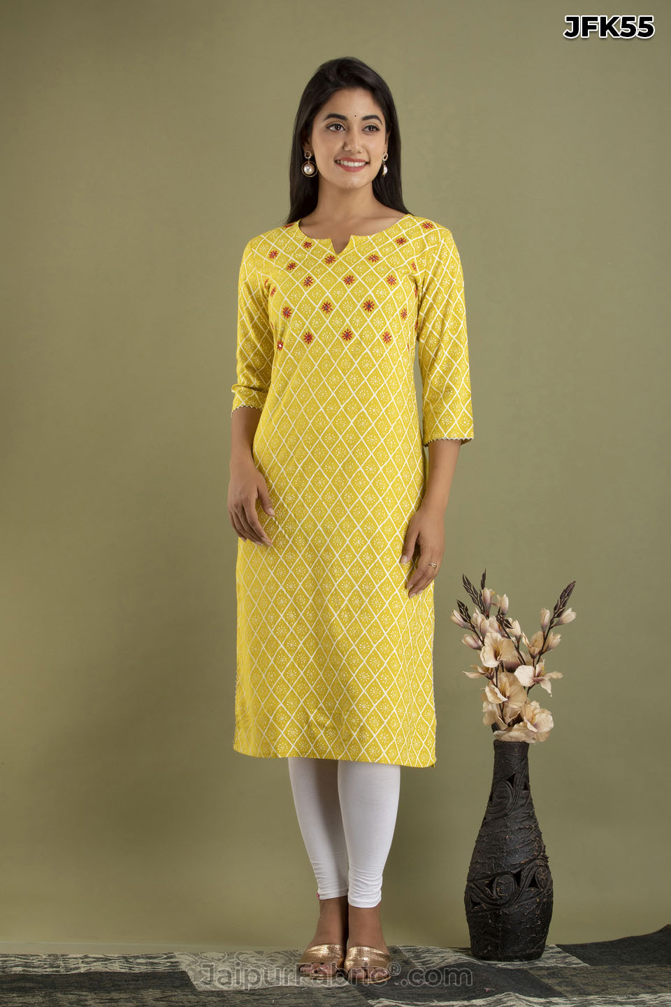 Yellow Embroidery Kurti