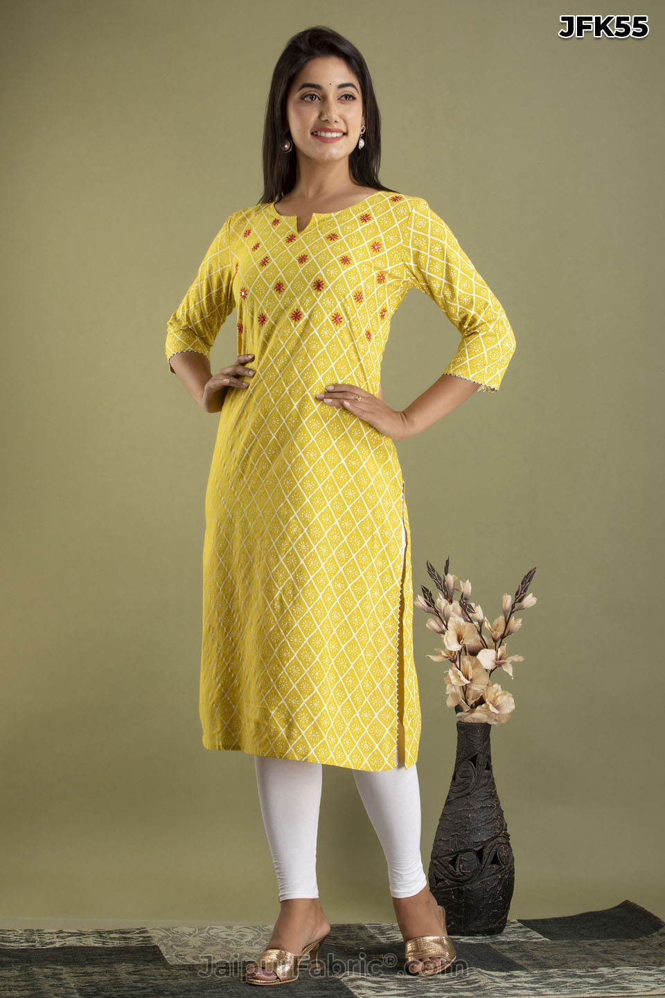 Yellow Embroidery Kurti