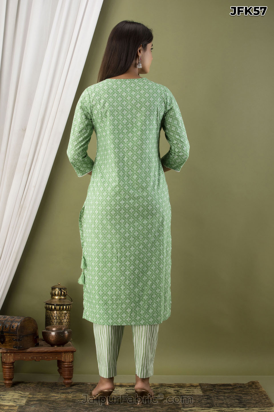 Green Embroidery Kurti Pant & Dupatta