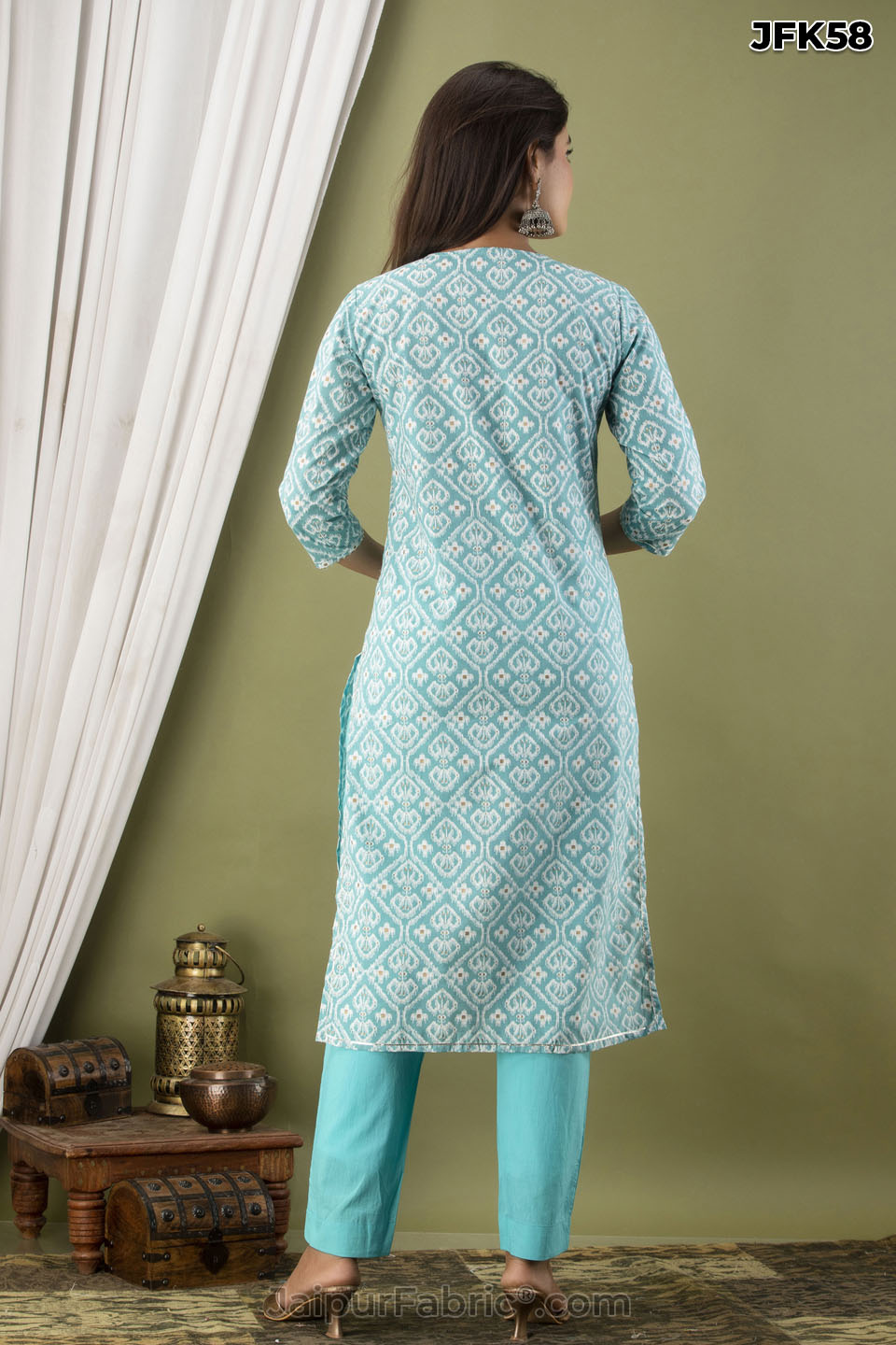 Blue Embroidery Kurti Pant & Dupatta