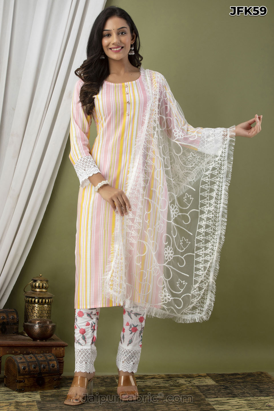 Fancy Lining Kurti Pant & Dupatta