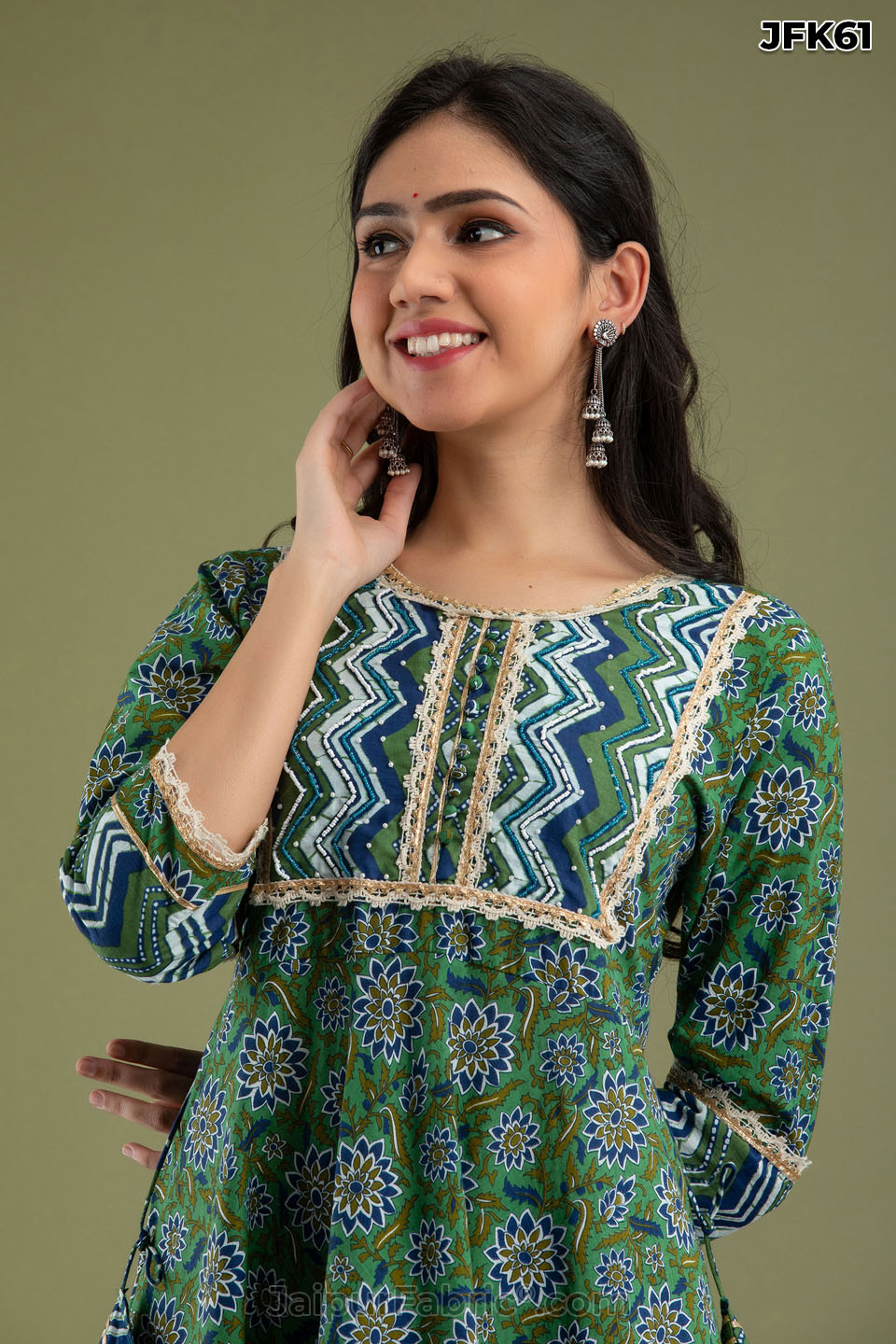 Green Aline Kurti Pant Set