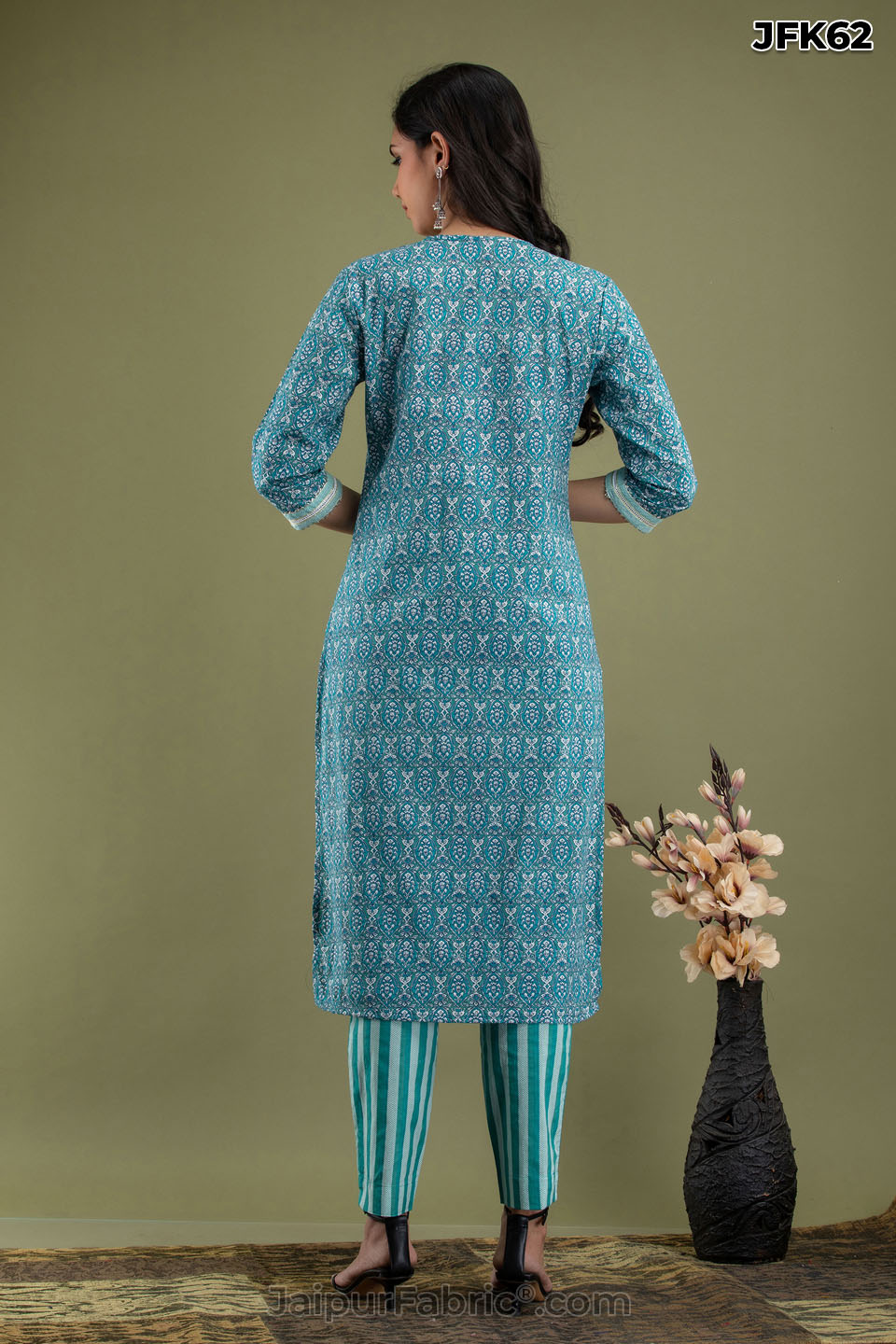 Blue Cotton Kurti Pant Set