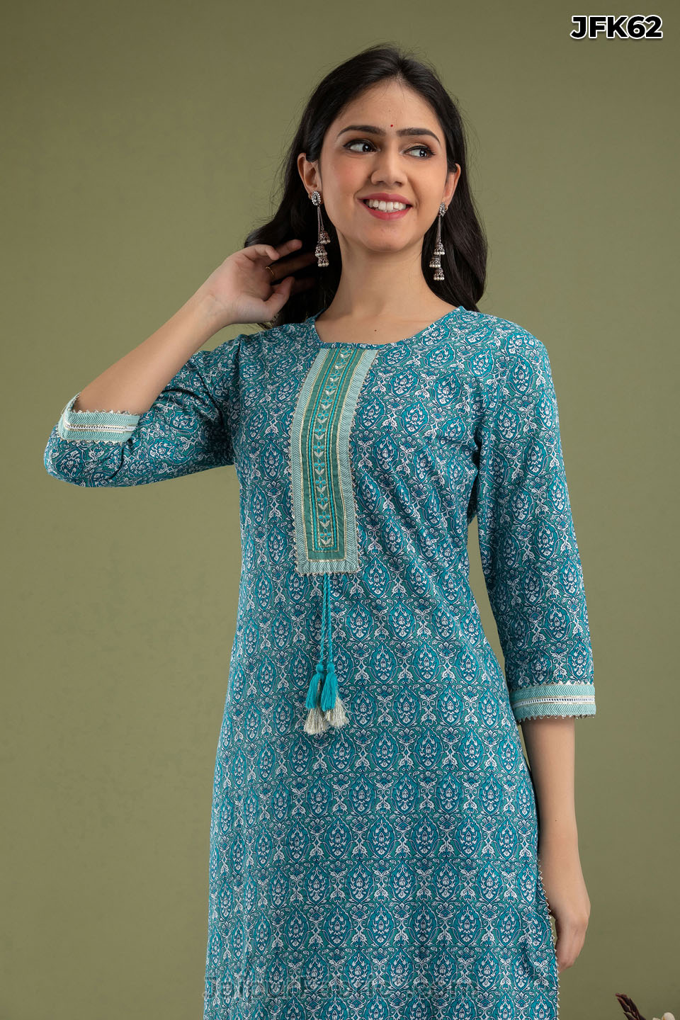 Blue Cotton Kurti Pant Set