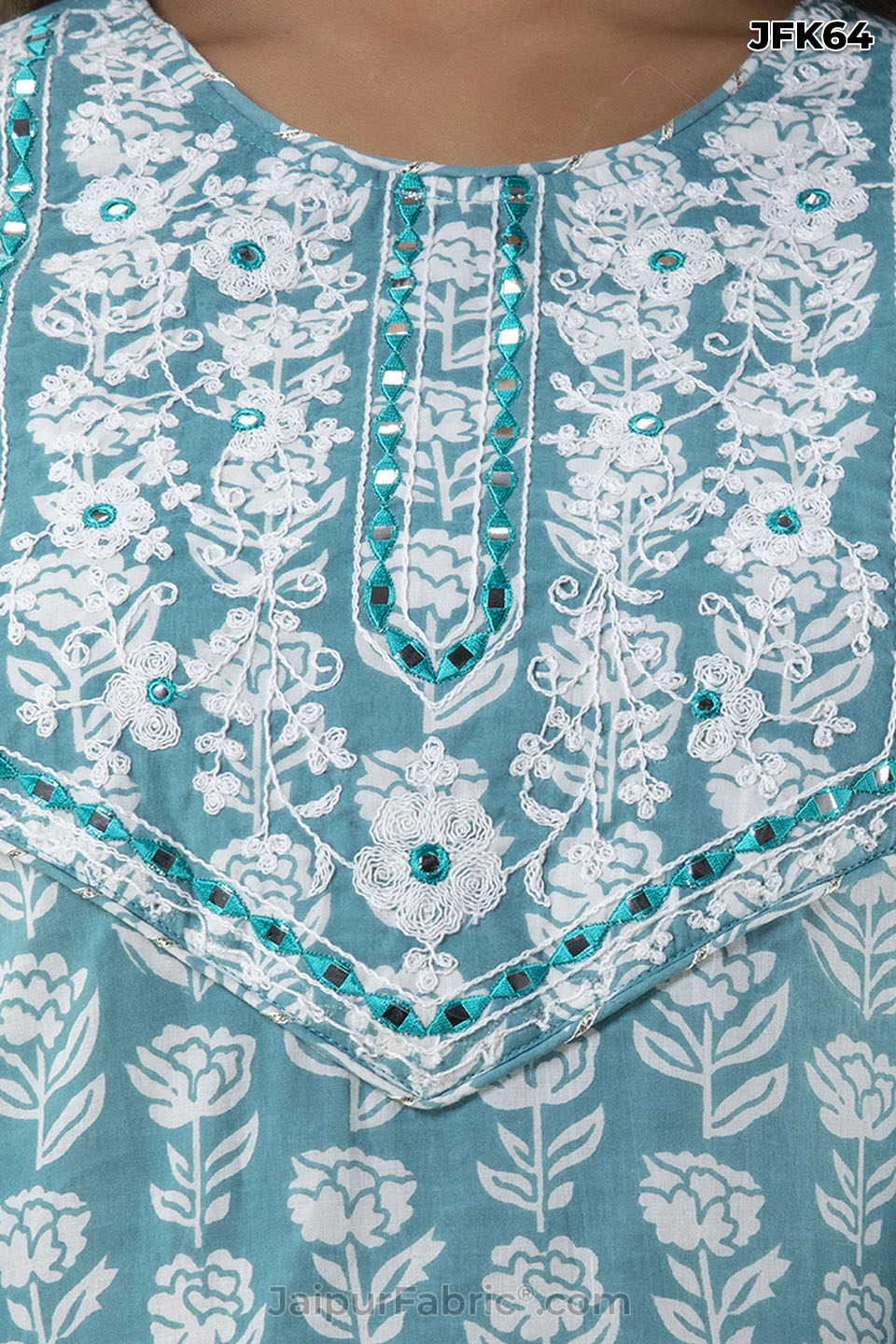 Sea Green Embroidery Kurti Pant & Dupatta