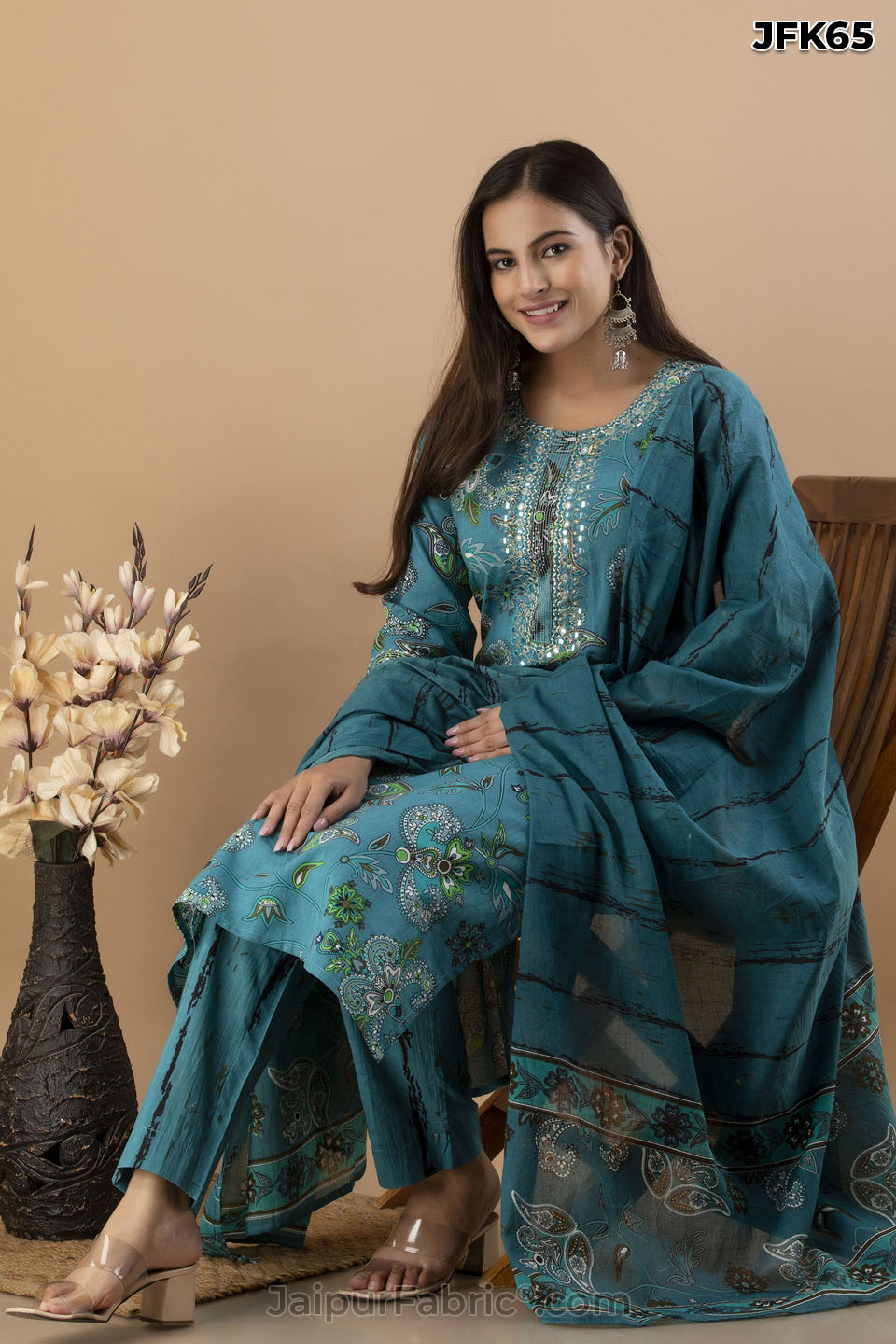 Teal Green Kurti Pant & Dupatta