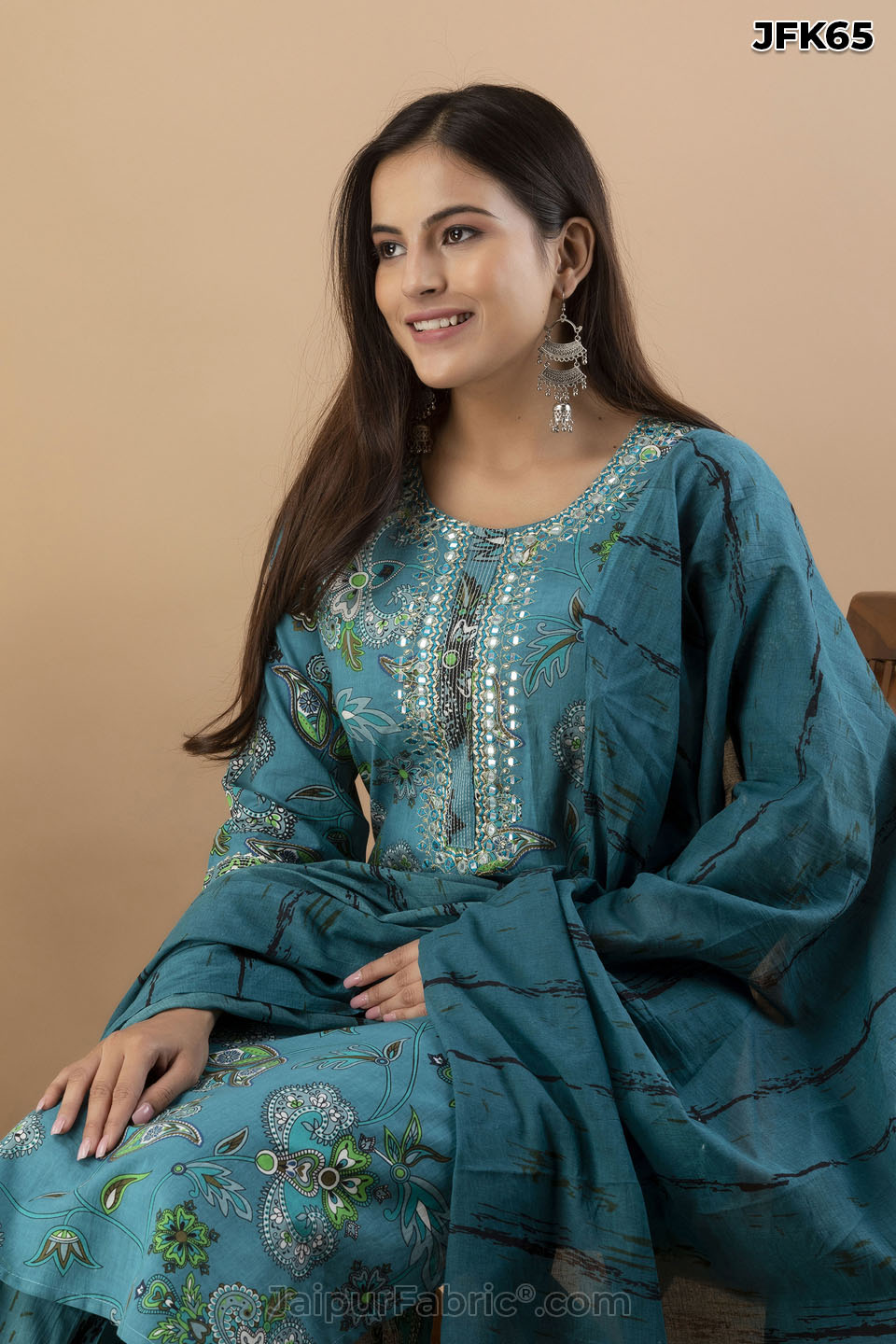 Teal Green Kurti Pant & Dupatta