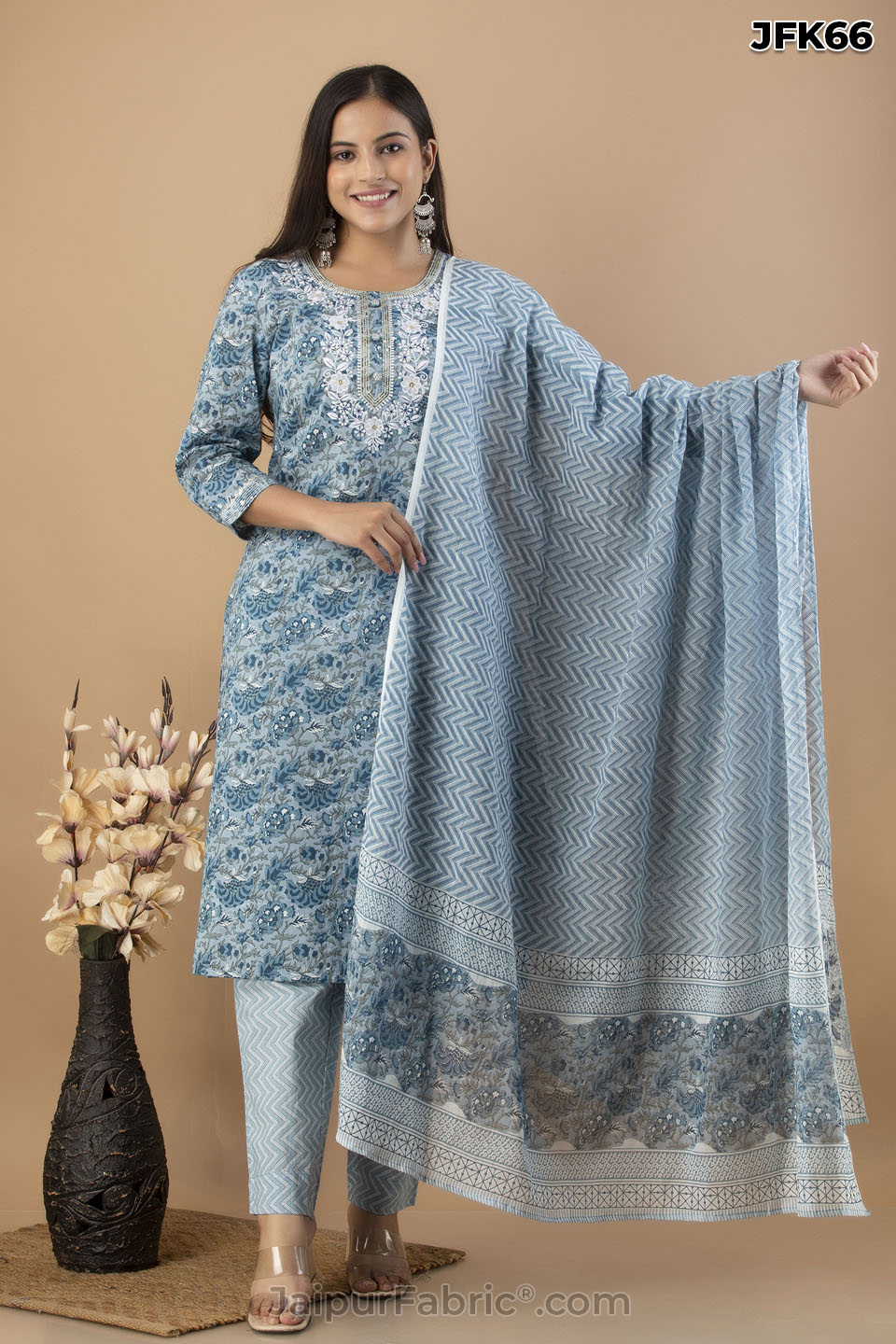 Sky Blue Kurti Pant & Dupatta