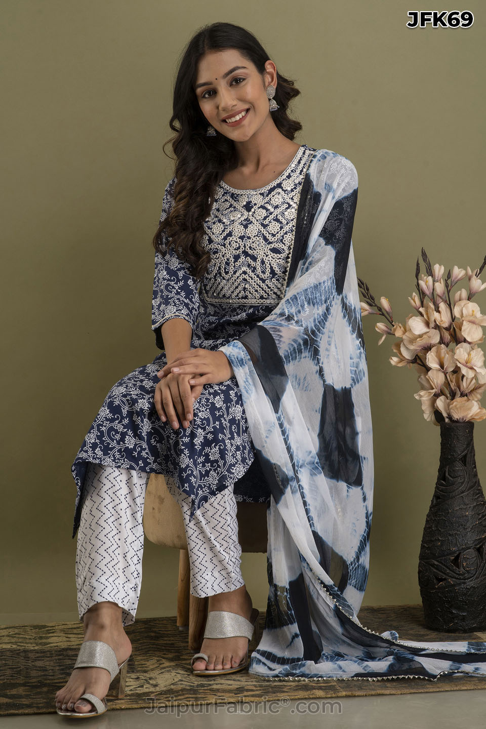 Blue Kurti Pant & Dupatta