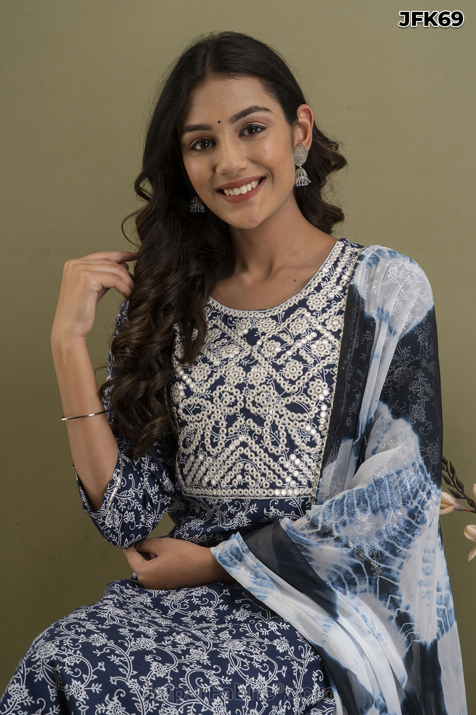 Blue Kurti Pant & Dupatta