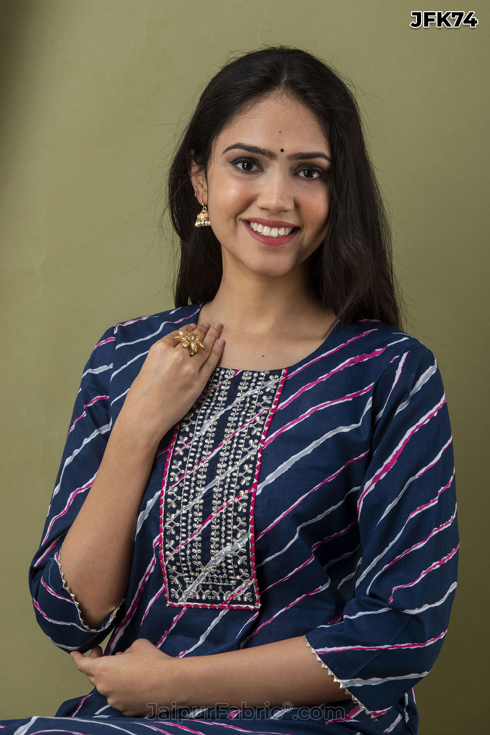 Blue Lehariya Kurti