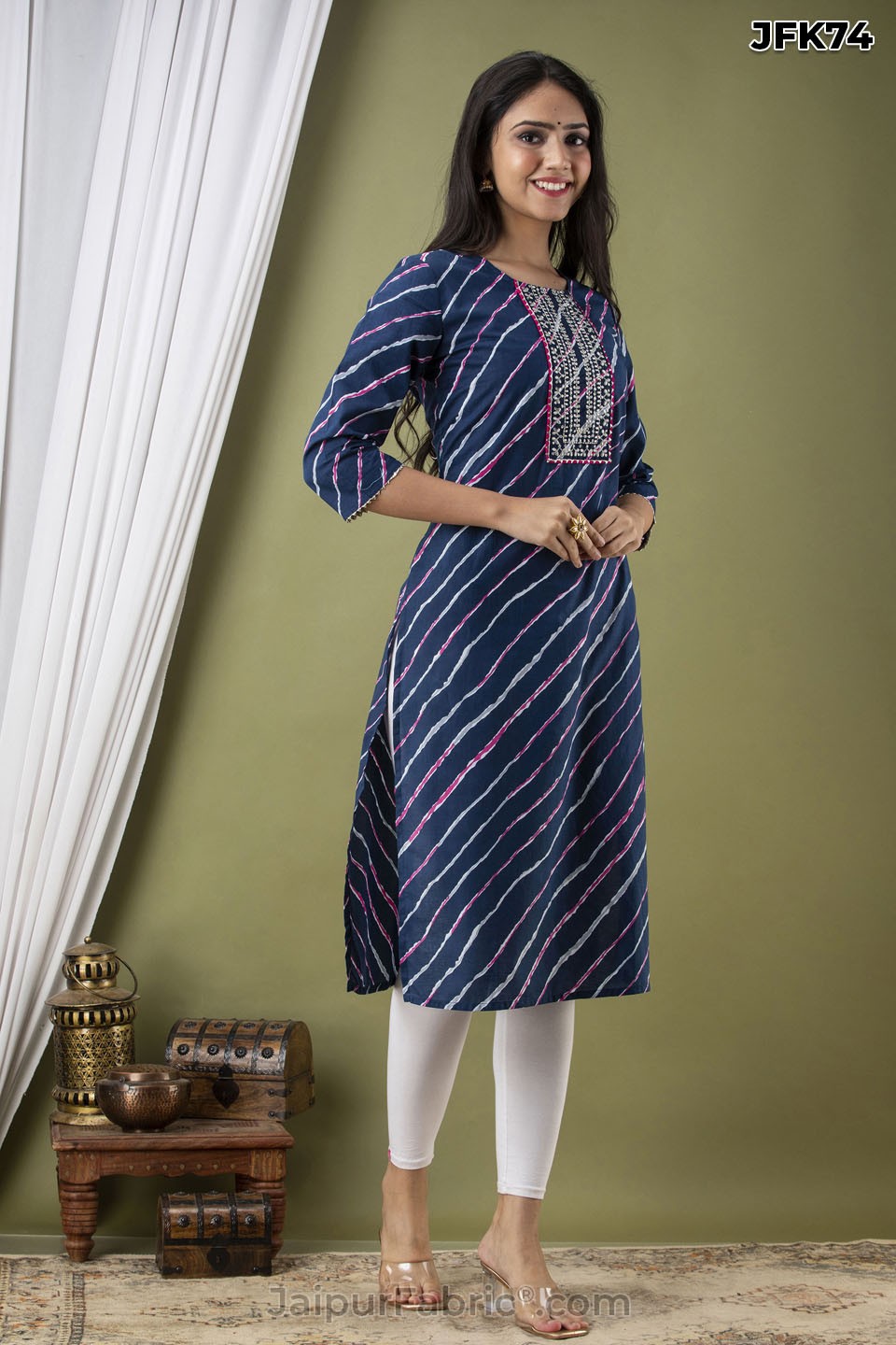 Blue Lehariya Kurti